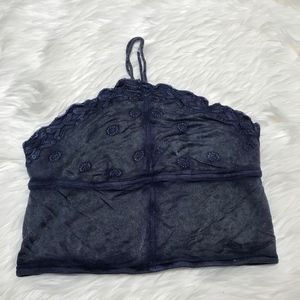 Free People Crop Halter Bandeau Floral Eyelet S